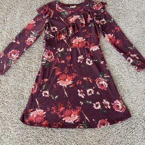 Girls Dress size S 7-8 Flowers Long Sleeve
